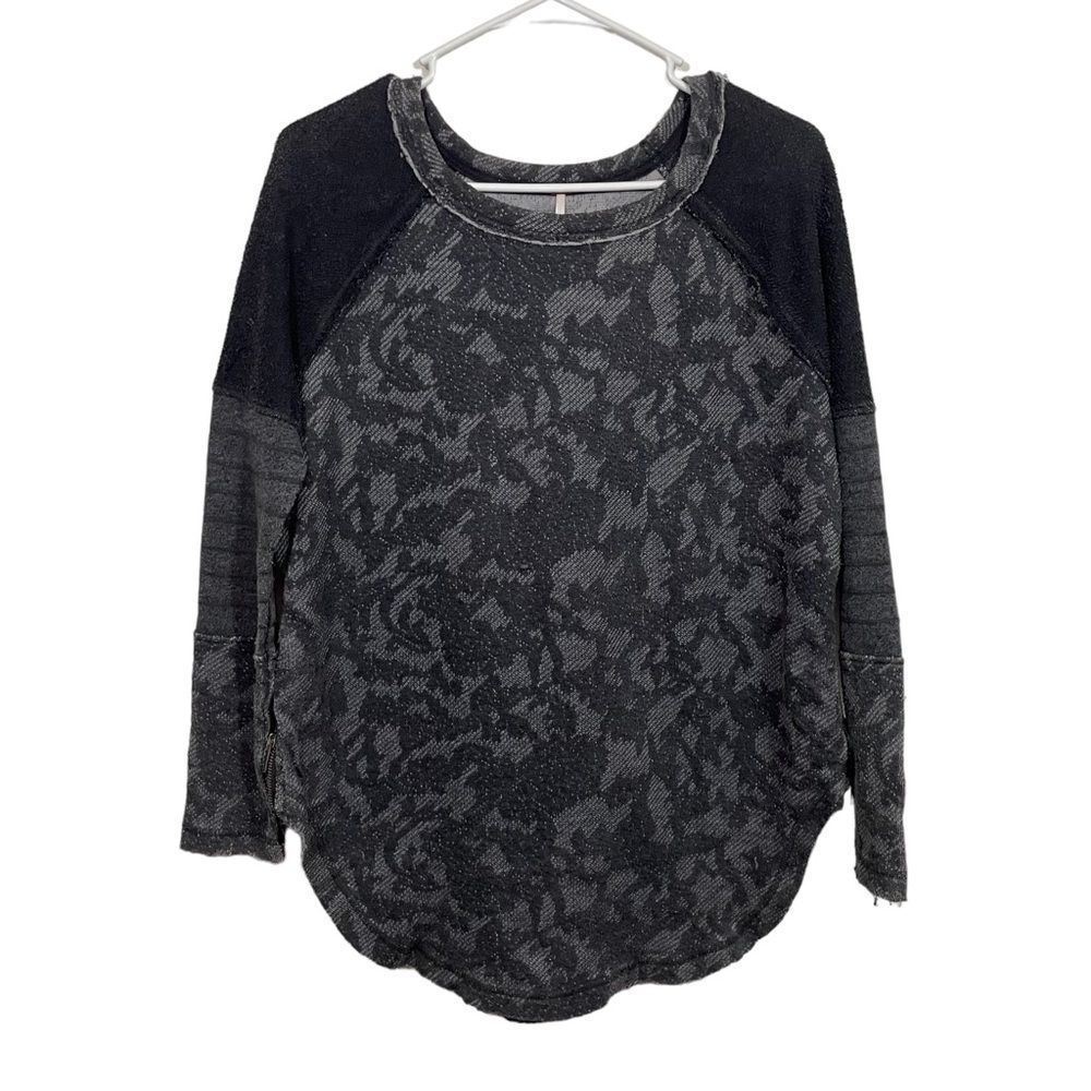 Free People Black Lace Crewneck Sweater